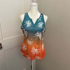 Multi colored palm tree design tank top